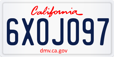 CA license plate 6XOJ097