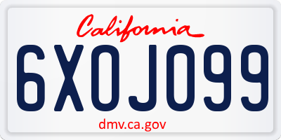 CA license plate 6XOJ099