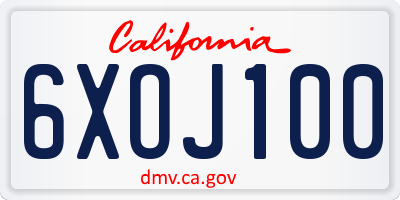 CA license plate 6XOJ100