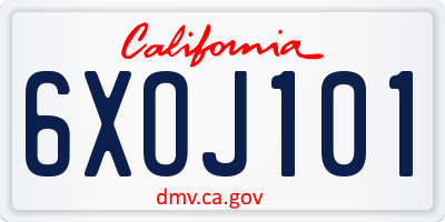 CA license plate 6XOJ101