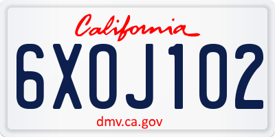 CA license plate 6XOJ102