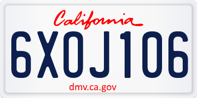 CA license plate 6XOJ106