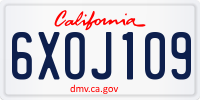 CA license plate 6XOJ109