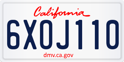 CA license plate 6XOJ110