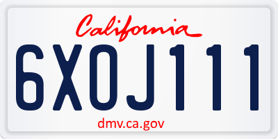CA license plate 6XOJ111