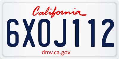 CA license plate 6XOJ112