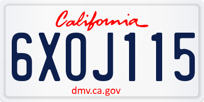 CA license plate 6XOJ115