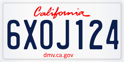 CA license plate 6XOJ124
