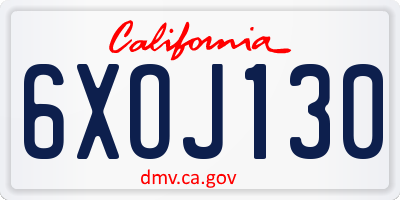 CA license plate 6XOJ130
