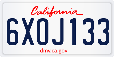 CA license plate 6XOJ133