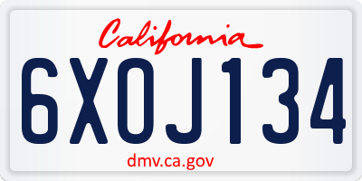 CA license plate 6XOJ134