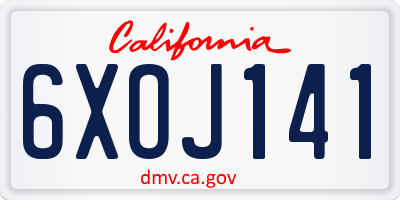 CA license plate 6XOJ141
