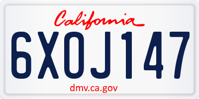 CA license plate 6XOJ147