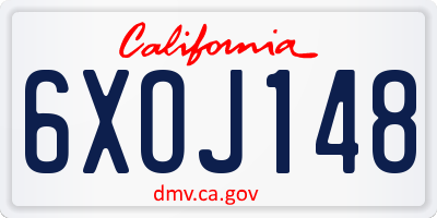 CA license plate 6XOJ148