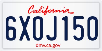 CA license plate 6XOJ150