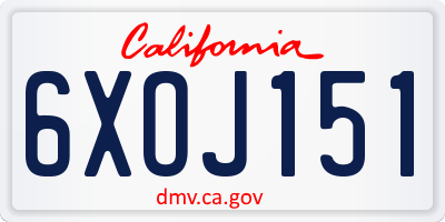 CA license plate 6XOJ151