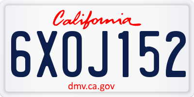 CA license plate 6XOJ152