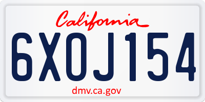 CA license plate 6XOJ154