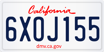 CA license plate 6XOJ155
