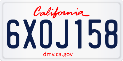 CA license plate 6XOJ158