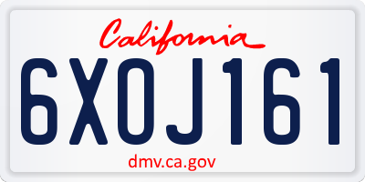 CA license plate 6XOJ161