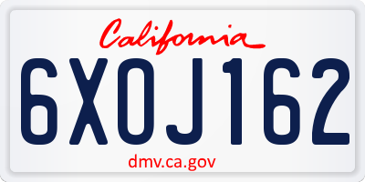 CA license plate 6XOJ162