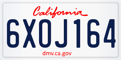 CA license plate 6XOJ164