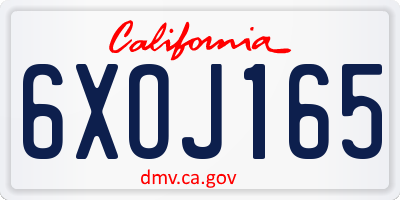 CA license plate 6XOJ165