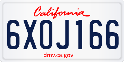 CA license plate 6XOJ166