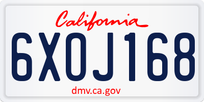 CA license plate 6XOJ168
