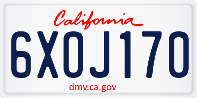 CA license plate 6XOJ170