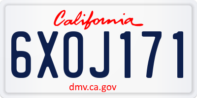 CA license plate 6XOJ171