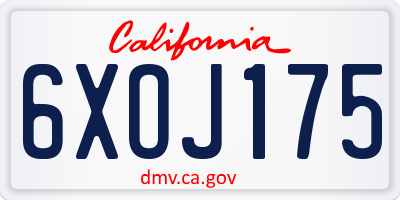 CA license plate 6XOJ175