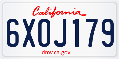 CA license plate 6XOJ179