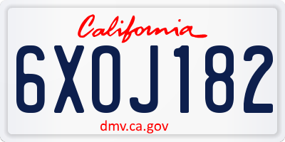 CA license plate 6XOJ182