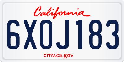 CA license plate 6XOJ183