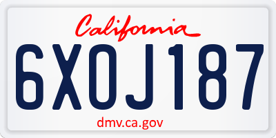 CA license plate 6XOJ187