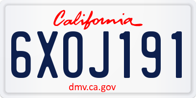 CA license plate 6XOJ191