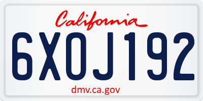 CA license plate 6XOJ192