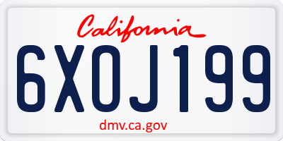 CA license plate 6XOJ199