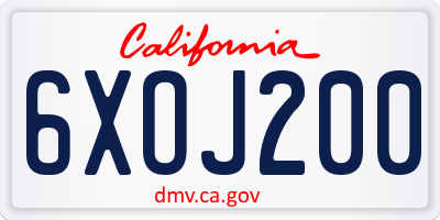 CA license plate 6XOJ200
