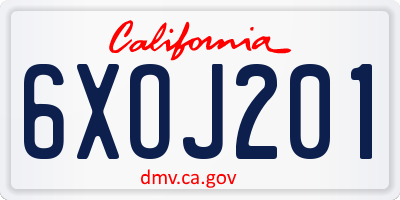 CA license plate 6XOJ201