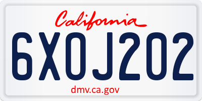 CA license plate 6XOJ202