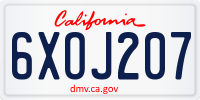 CA license plate 6XOJ207