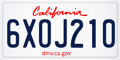 CA license plate 6XOJ210