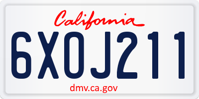 CA license plate 6XOJ211