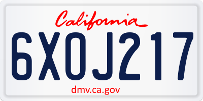 CA license plate 6XOJ217