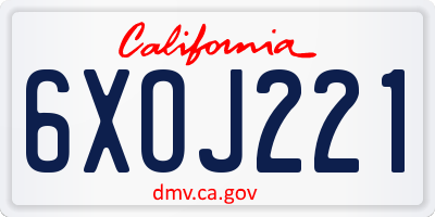CA license plate 6XOJ221