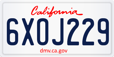 CA license plate 6XOJ229