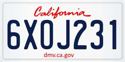 CA license plate 6XOJ231